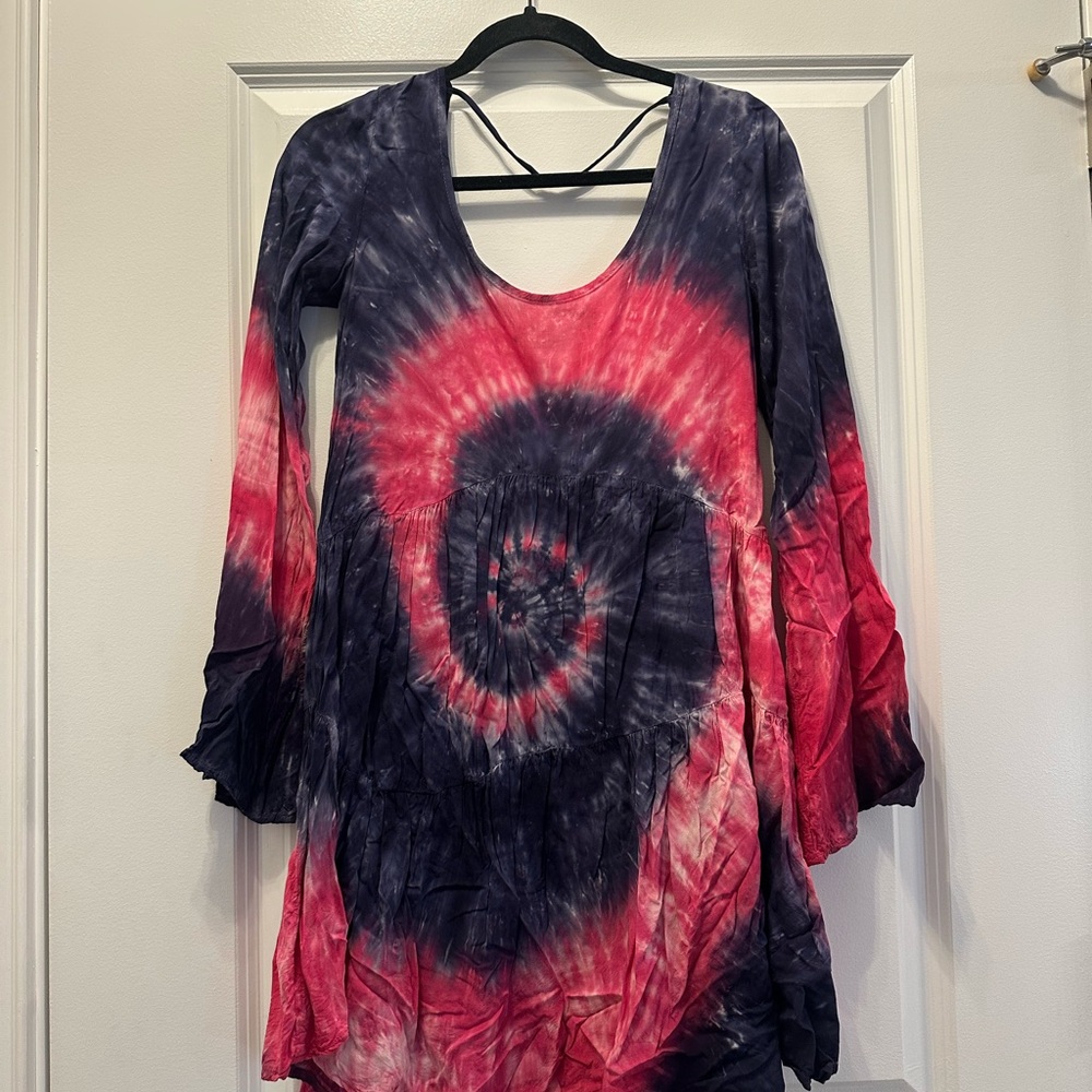 Blu Moon Tie-Dye Long Sleeve Tunic Top Dress